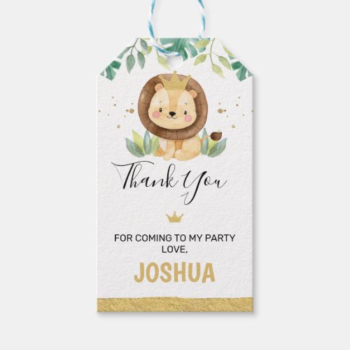 Little King Lion Crown Birthday Gift Tags