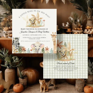 Little King Lion Zebra Giraffe Square Baby Shower Invitation