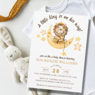 Little King Safari Lion Boy Baby Shower Invitation