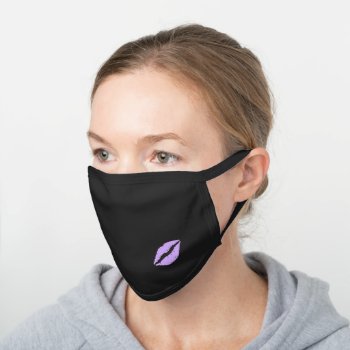 Little Kiss Lips Angled Mouth Lilac Purple Black Cotton Face Mask by stargiftshop at Zazzle