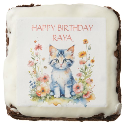 Little Kitten Girls Birthday Party Personalized Brownie