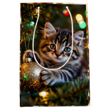 Little Kitten on Christmas Tree  