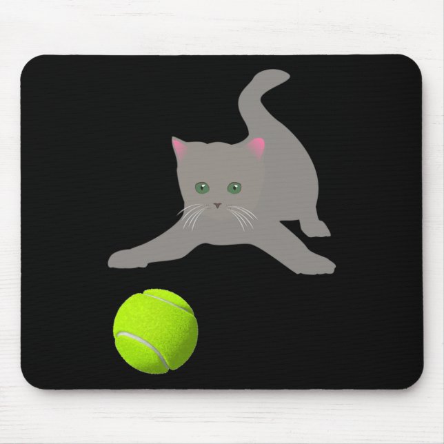 Little Kitten Playing With A Tennis Ball  Cat  Mouse Pad (Front)