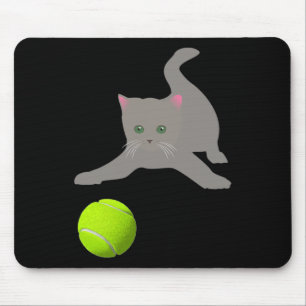 Little Kitten Playing With A Tennis Byll Cat  Mouse Pad