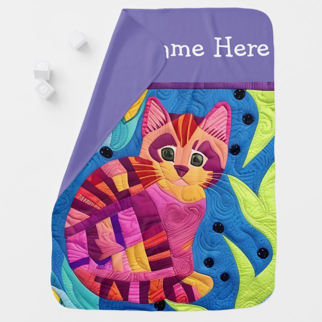 Little Kitten Quilt Like Design Baby Blanket (In Situ)