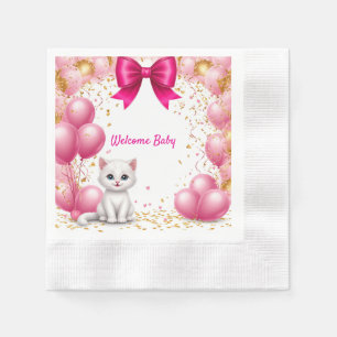 Little Kitten Welcome Baby Card 🐱 Napkins