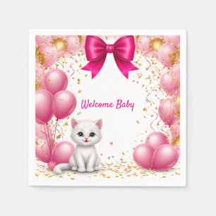 Little Kitten Welcome Baby Card 🐱 Napkins