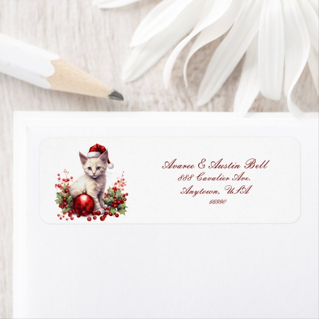 Little Kittens Dressed For Christmas Label (Insitu)