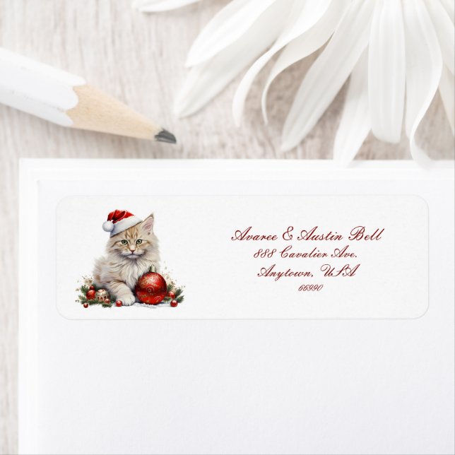 Little Kittens Dressed For Christmas Label (Insitu)