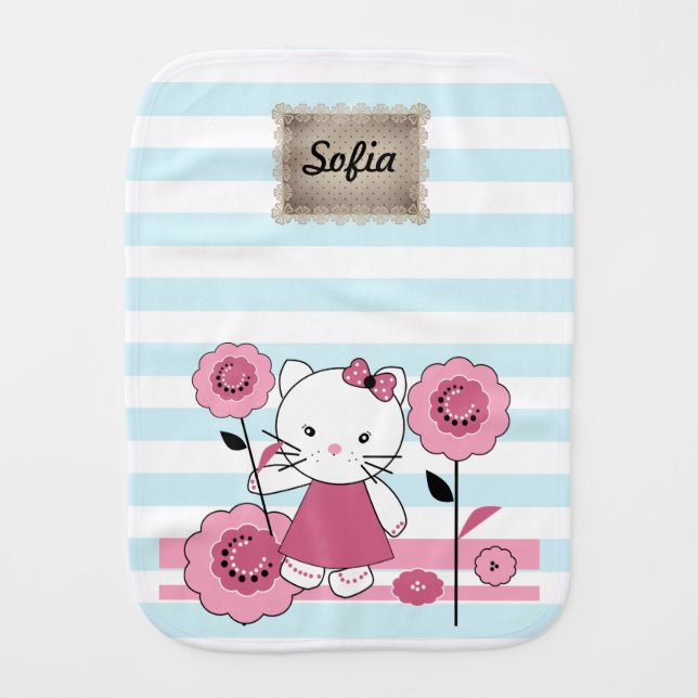 Little Kitty Baby Burp Cloth (Front)