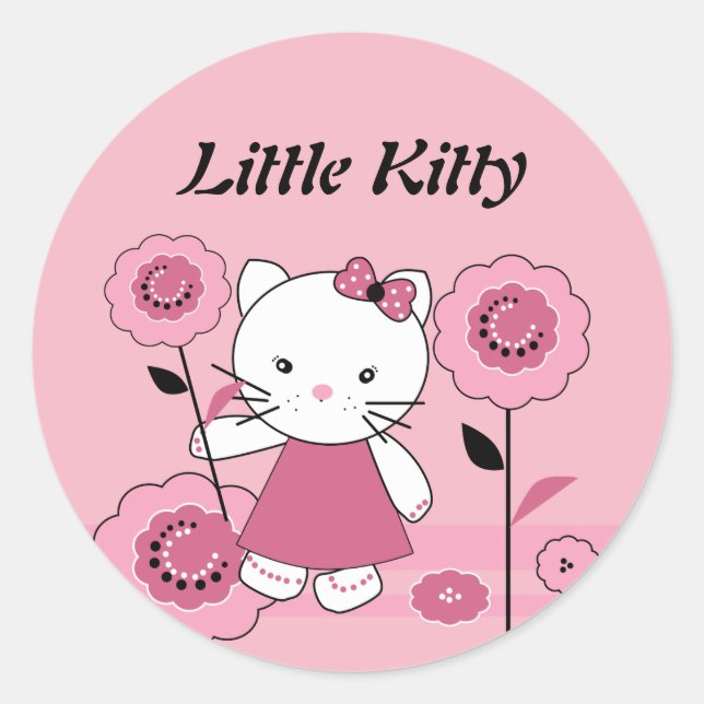 Little Kitty Classic Round Sticker (Front)