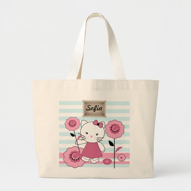 Little Kitty Large Tote Bag (Front)
