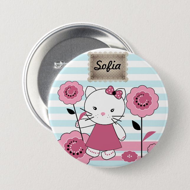 Little Kitty Large Tote Bag Button (Front & Back)