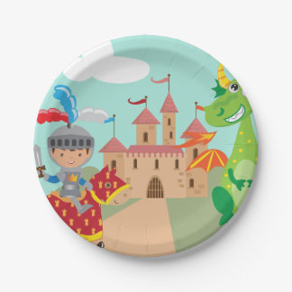 Little Knight Castle and Dragon Paper Plates