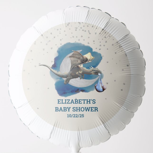  Little Knight Dragon Silver Star Baby Shower    Balloon (Front)