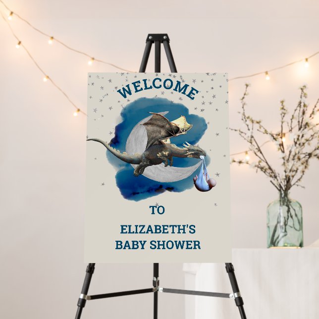  Little Knight Dragon Silver Star Baby Shower  Foam Board (In Situ (Stand))