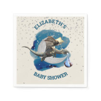 Little Knight Dragon Silver Star Baby Shower  Napkins