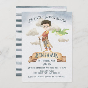 Little Knight Dragon Slayer Fairytale Birthday Inv Invitation
