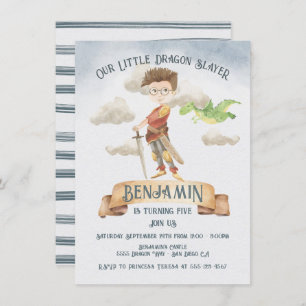 Little Knight Dragon Slayer Fairytale Birthday Inv Invitation