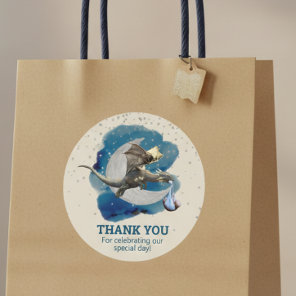 Little Knight Dragon Stars Thank you Baby Shower Classic Round Sticker