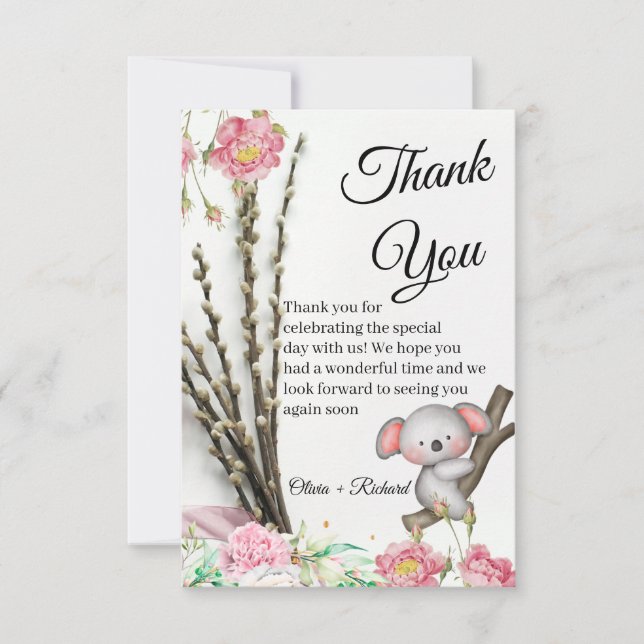 Little Koala Wedding Thank You Card for Guests All (Front)