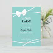 Little Lady Baby Shower Invitation, Blue, Pearls Invitation (Standing Front)