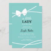 Little Lady Baby Shower Invitation, Blue, Pearls Invitation (Front/Back)
