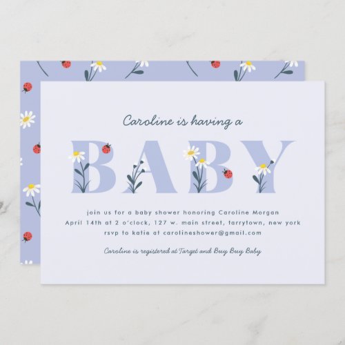 Little Lady Baby Shower Invitation _ Lavendar