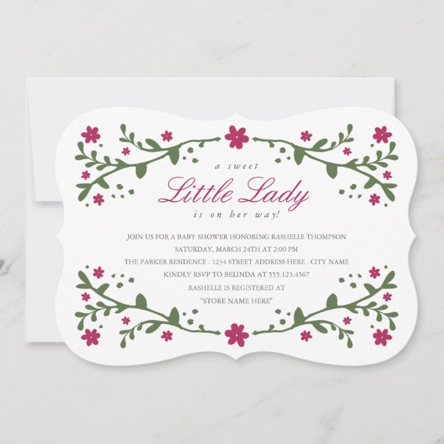 Little Lady Baby Shower Invitation / Plum (Front)