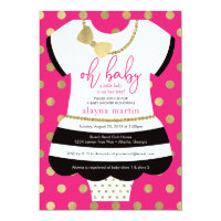 Little Lady Baby Shower Invite, Faux Glitter/Foil Card