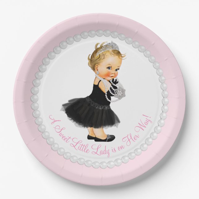 Little Lady Baby Shower Paper Plates (Front)