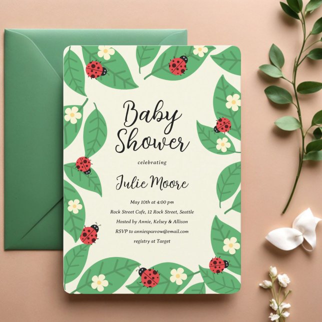 Little Lady Bugs Baby Shower Invitation (Creator Uploaded)