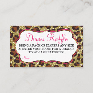 Little Lady Diaper Raffle Ticket, Cheetah, Pink Enclosure Card