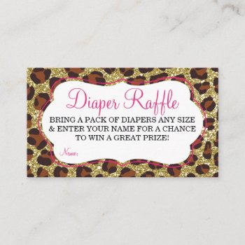 Little Lady Diaper Raffle Ticket  Cheetah  Pink Enclosure Card by DeReimerDeSign at Zazzle