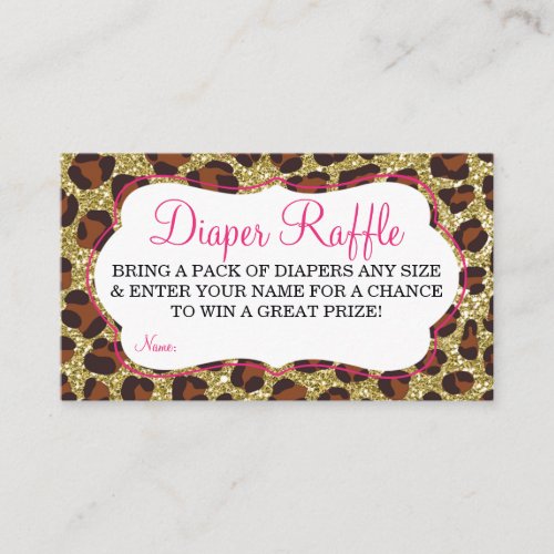 Little Lady Diaper Raffle Ticket Cheetah Pink Enclosure Card