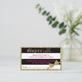 Little Lady Diaper Raffle Ticket Faux Glitter/Foil Enclosure Card (Standing Front)