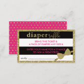 Little Lady Diaper Raffle Ticket Faux Glitter/Foil Enclosure Card (Front/Back)