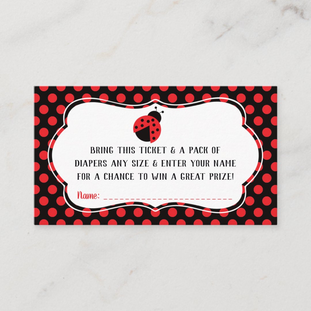 Little Lady Diaper Raffle Ticket, Ladybug Enclosure Card | Zazzle