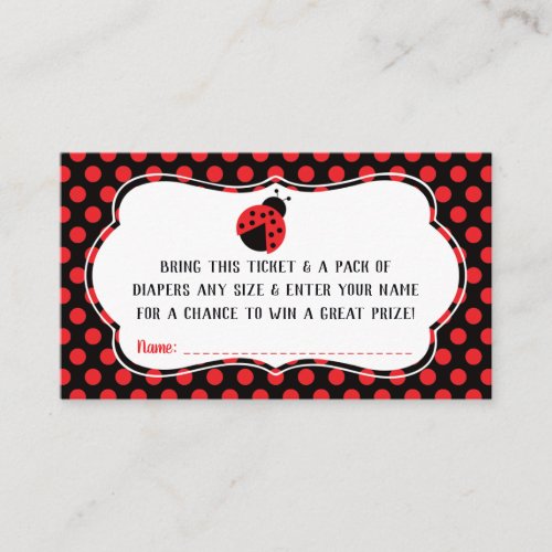 Little Lady Diaper Raffle Ticket Ladybug Enclosure Card