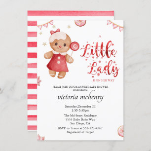 Little Lady Gingerbread Christmas Girl Baby Shower Invitation