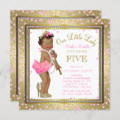 Little Lady Girls 5th Birthday Party Ethnic Girl Invitation (Front/Back)