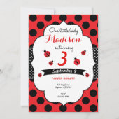 Little Lady Ladybug Birthday Any Age Polka Dot Invitation (Front)