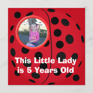 Little Lady Ladybug Birthday Party Invitations