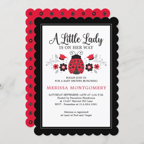 Little Lady Ladybug Girl Baby Shower Invitation