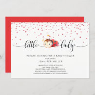 Little Lady Ladybug Girls Baby Shower Invitation