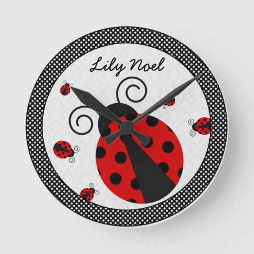 Little Lady Ladybug Med Clock_Great for nurseries Round Clock