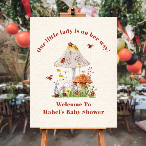 Little Lady Ladybug Mushroom Baby Shower Welcome Foam Board