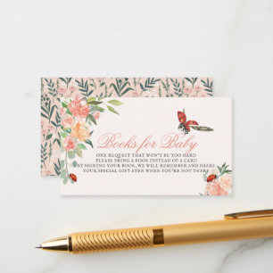 Little Lady Ladybug Roses Baby Shower Book Request Enclosure Card