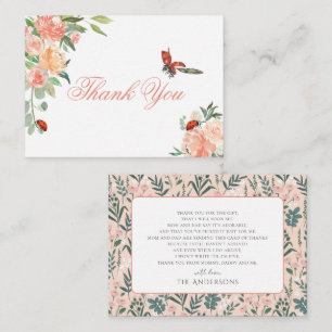 Little Lady Ladybug Roses Baby Shower Thank You Note Card