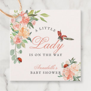 Little Lady Ladybug Roses Girl Baby Shower Favor Tags